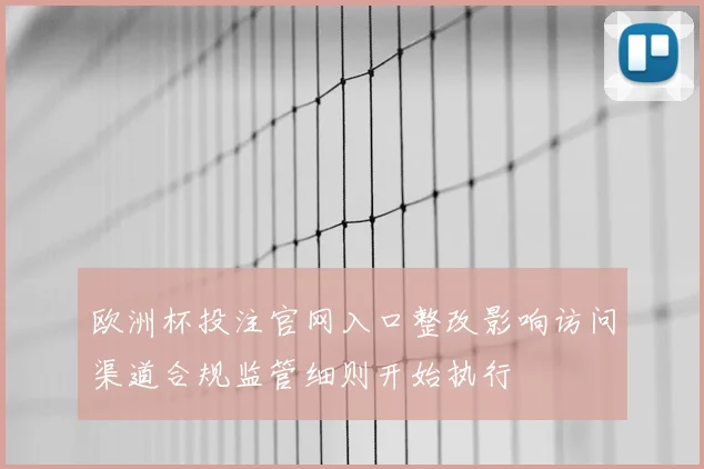欧洲杯投注官网入口整改影响访问渠道合规监管细则开始执行